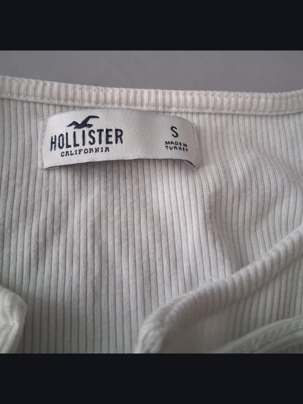 Hollister White Ribbed Lace-Up Long Sleeve Top - Picture 4 of 4